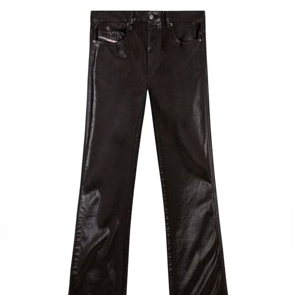 Vintage Diesel  Leather Black Pants Chinos Wide Leg Size 27 - Picture 5 of 11